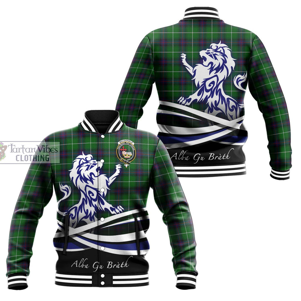 MacDonald of The Isles Tartan Baseball Jacket with Alba Gu Brath Regal Lion Emblem Unisex - Tartanvibesclothing Shop