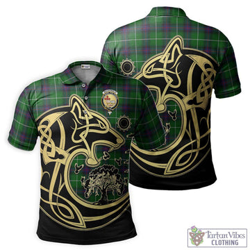 MacDonald of The Isles Tartan Polo Shirt with Family Crest Celtic Wolf Style