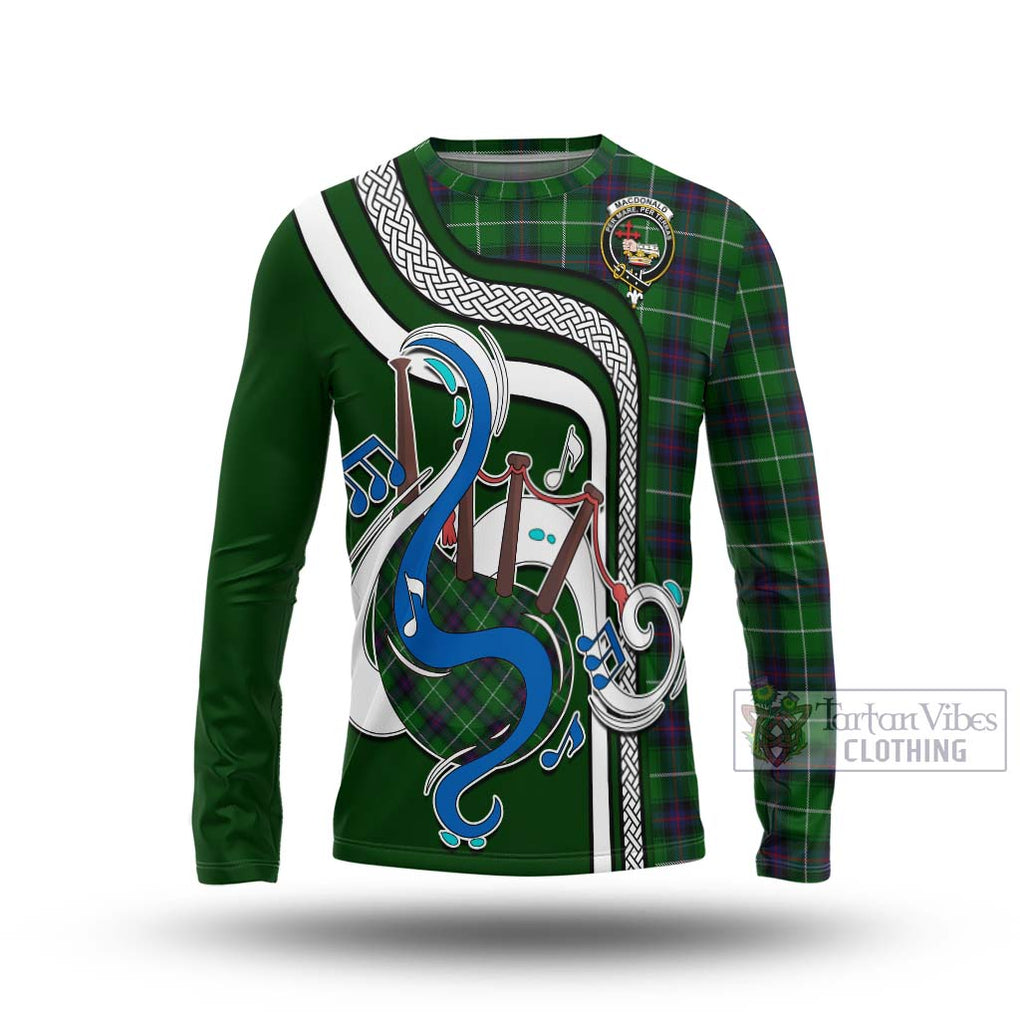 Tartan Vibes Clothing MacDonald of The Isles Tartan Long Sleeve T-Shirt with Epic Bagpipe Style