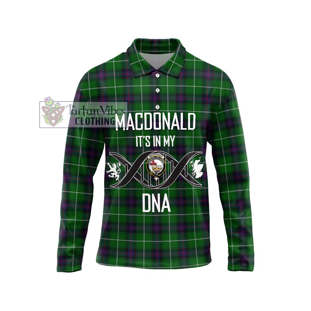 MacDonald of The Isles Tartan Long Sleeve Polo Shirt with Family Crest DNA In Me Style Unisex - Tartanvibesclothing Shop