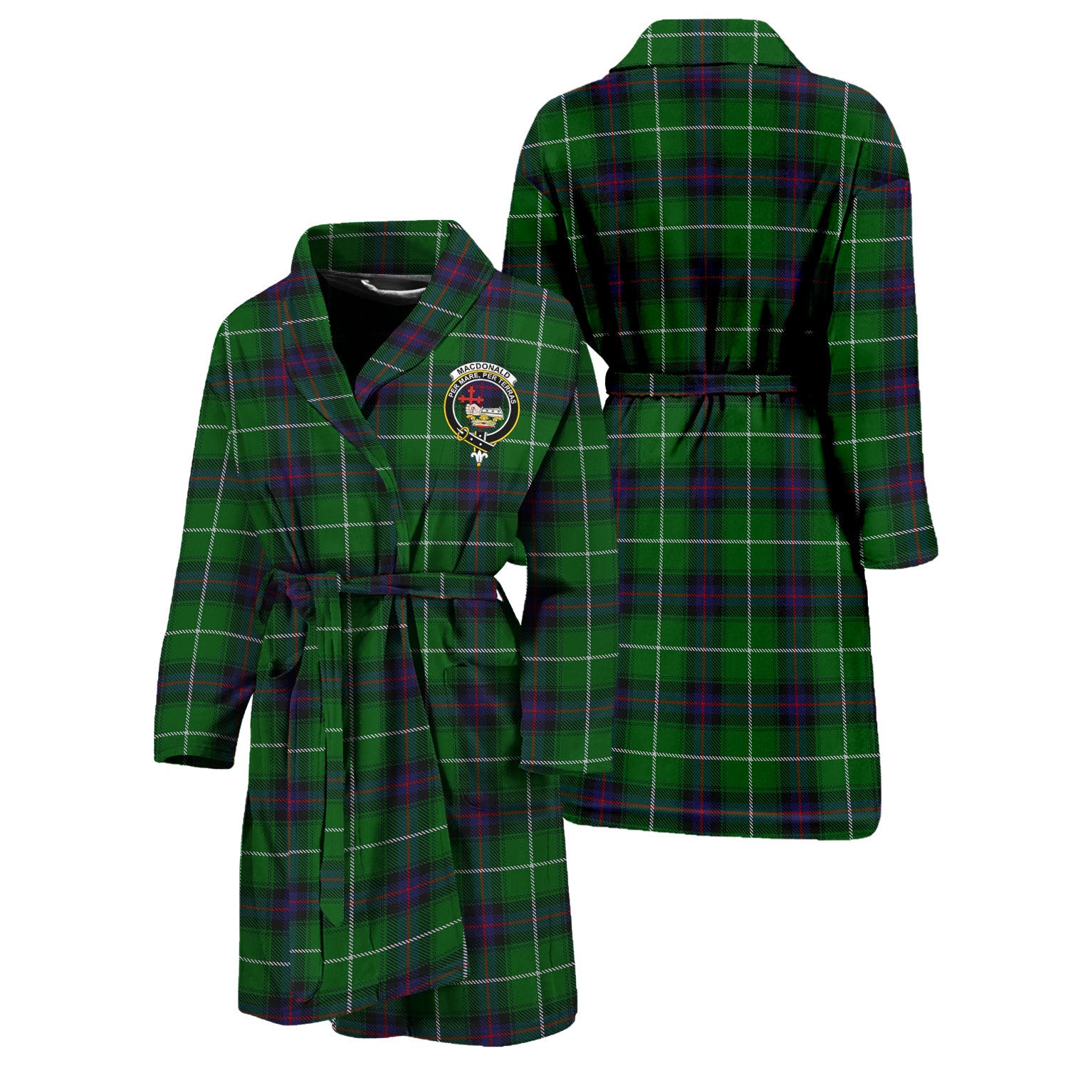 MacDonald of The Isles Tartan Bathrobe with Family Crest Unisex S - Tartan Vibes Clothing