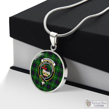 MacDonald of The Isles Tartan Circle Necklace with Family Crest