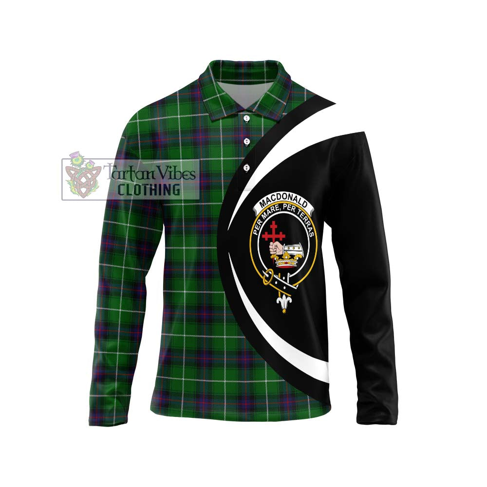 MacDonald of The Isles Tartan Long Sleeve Polo Shirt with Family Crest Circle Style Unisex - Tartan Vibes Clothing