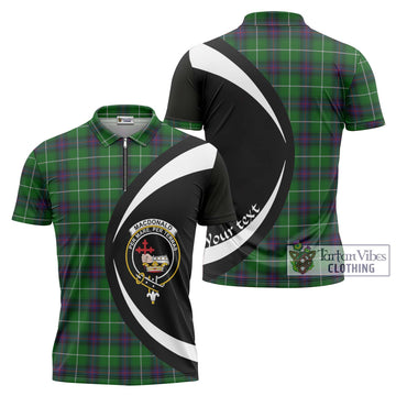 MacDonald of The Isles Tartan Zipper Polo Shirt with Family Crest Circle Style