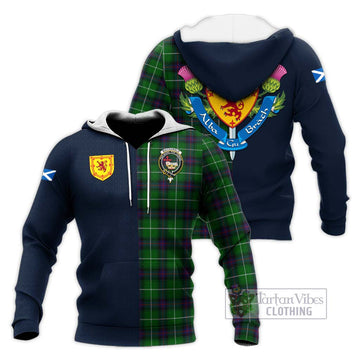 MacDonald of The Isles Tartan Knitted Hoodie Alba with Scottish Lion Royal Arm Half Style