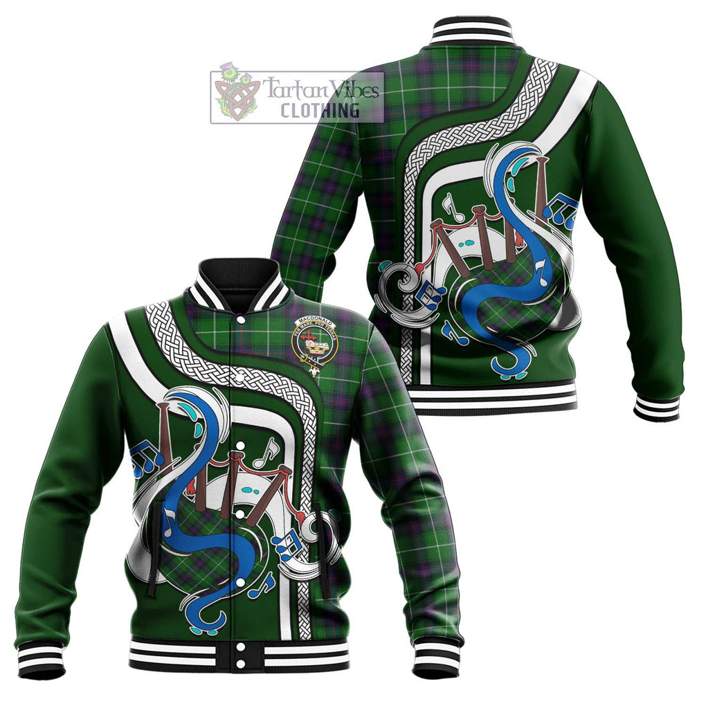 Tartan Vibes Clothing MacDonald of The Isles Tartan Baseball Jacket with Epic Bagpipe Style