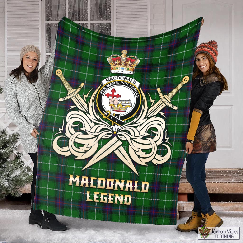 Tartan Vibes Clothing MacDonald of The Isles Tartan Blanket with Clan Crest and the Golden Sword of Courageous Legacy