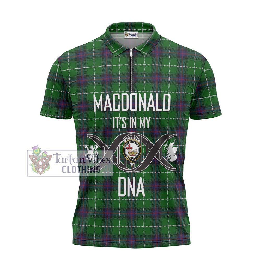 MacDonald of The Isles Tartan Zipper Polo Shirt with Family Crest DNA In Me Style - Tartanvibesclothing Shop