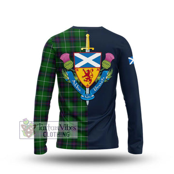 MacDonald of The Isles Tartan Long Sleeve T-Shirt Alba with Scottish Lion Royal Arm Half Style