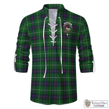 MacDonald of The Isles Tartan Men's Scottish Traditional Jacobite Ghillie Kilt Shirt with Family Crest