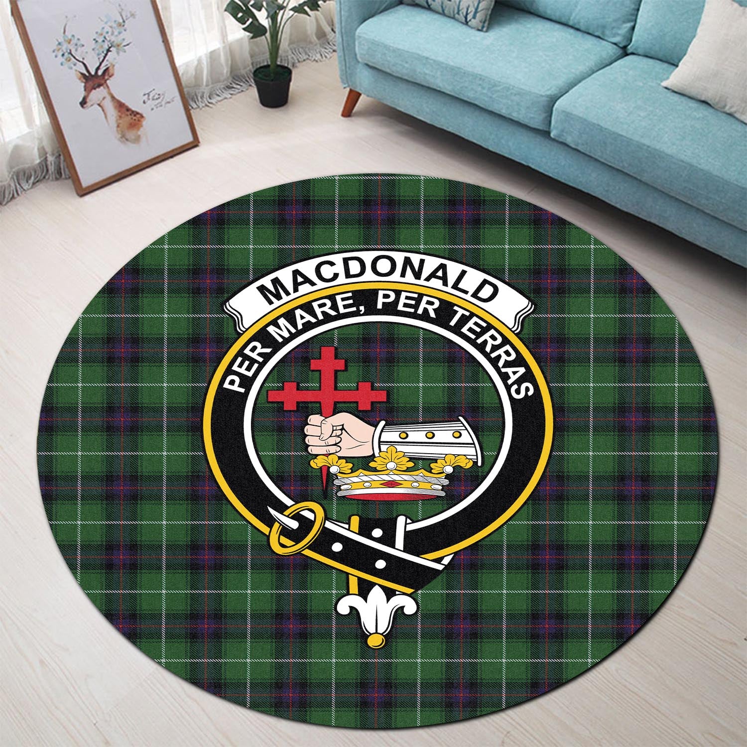 macdonald-of-the-isles-tartan-round-rug-with-family-crest