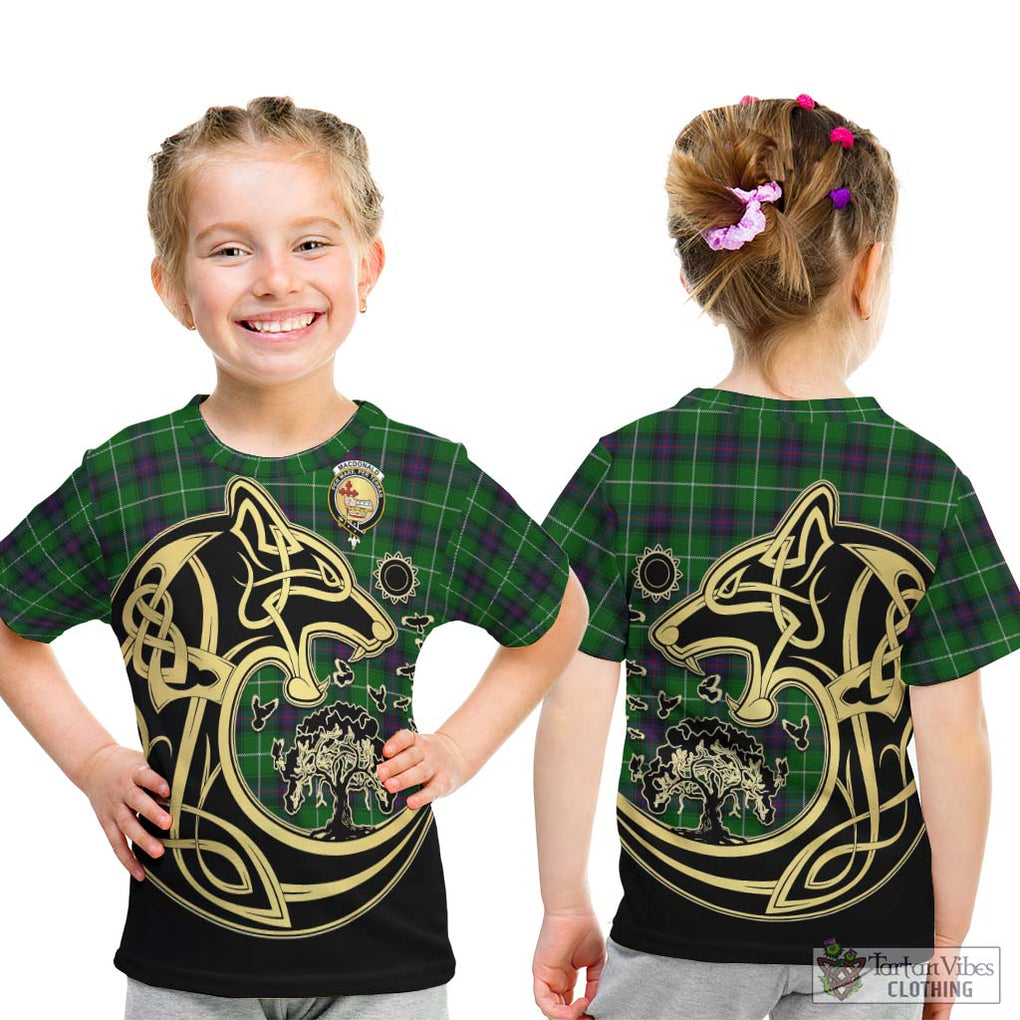 MacDonald of The Isles Tartan Kid T-Shirt with Family Crest Celtic Wolf Style - Tartan Vibes Clothing