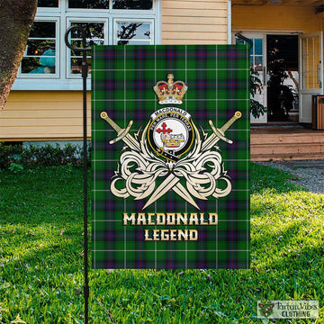 MacDonald of The Isles Tartan Flag with Clan Crest and the Golden Sword of Courageous Legacy