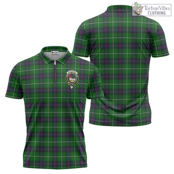 MacDonald of The Isles Tartan Zipper Polo Shirt with Family Crest