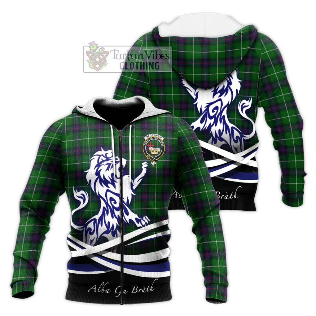 MacDonald of The Isles Tartan Knitted Hoodie with Alba Gu Brath Regal Lion Emblem Unisex Knitted Zip Hoodie - Tartanvibesclothing Shop