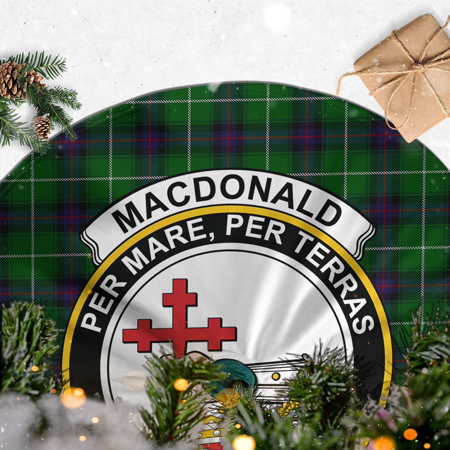 MacDonald of The Isles Tartan Christmas Tree Skirt with Family Crest - Tartanvibesclothing