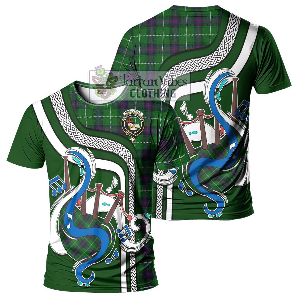 MacDonald of The Isles Tartan T-Shirt with Epic Bagpipe Style - Tartanvibesclothing Shop