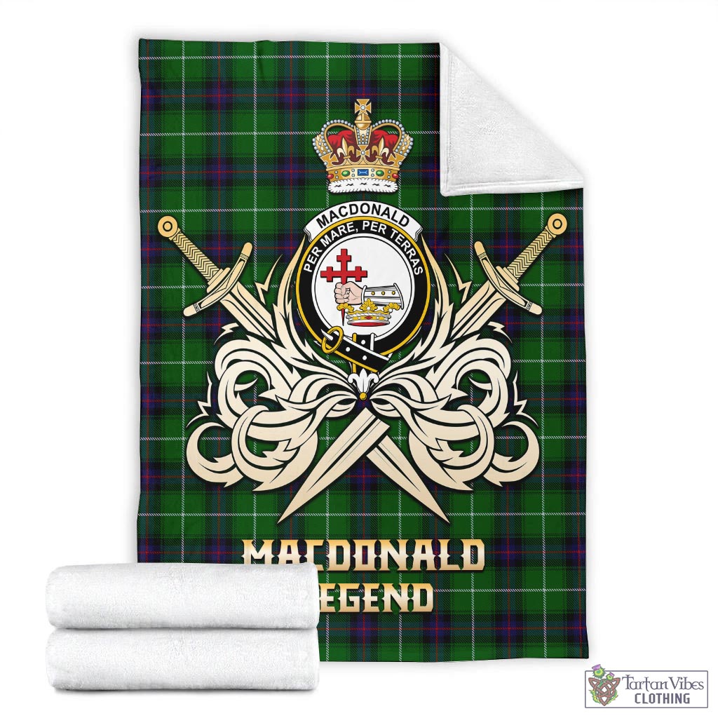 Tartan Vibes Clothing MacDonald of The Isles Tartan Blanket with Clan Crest and the Golden Sword of Courageous Legacy