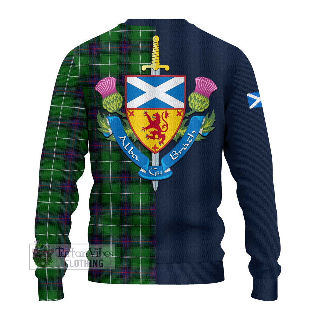 Tartan Vibes Clothing MacDonald of The Isles Tartan Knitted Sweater with Scottish Lion Royal Arm Half Style