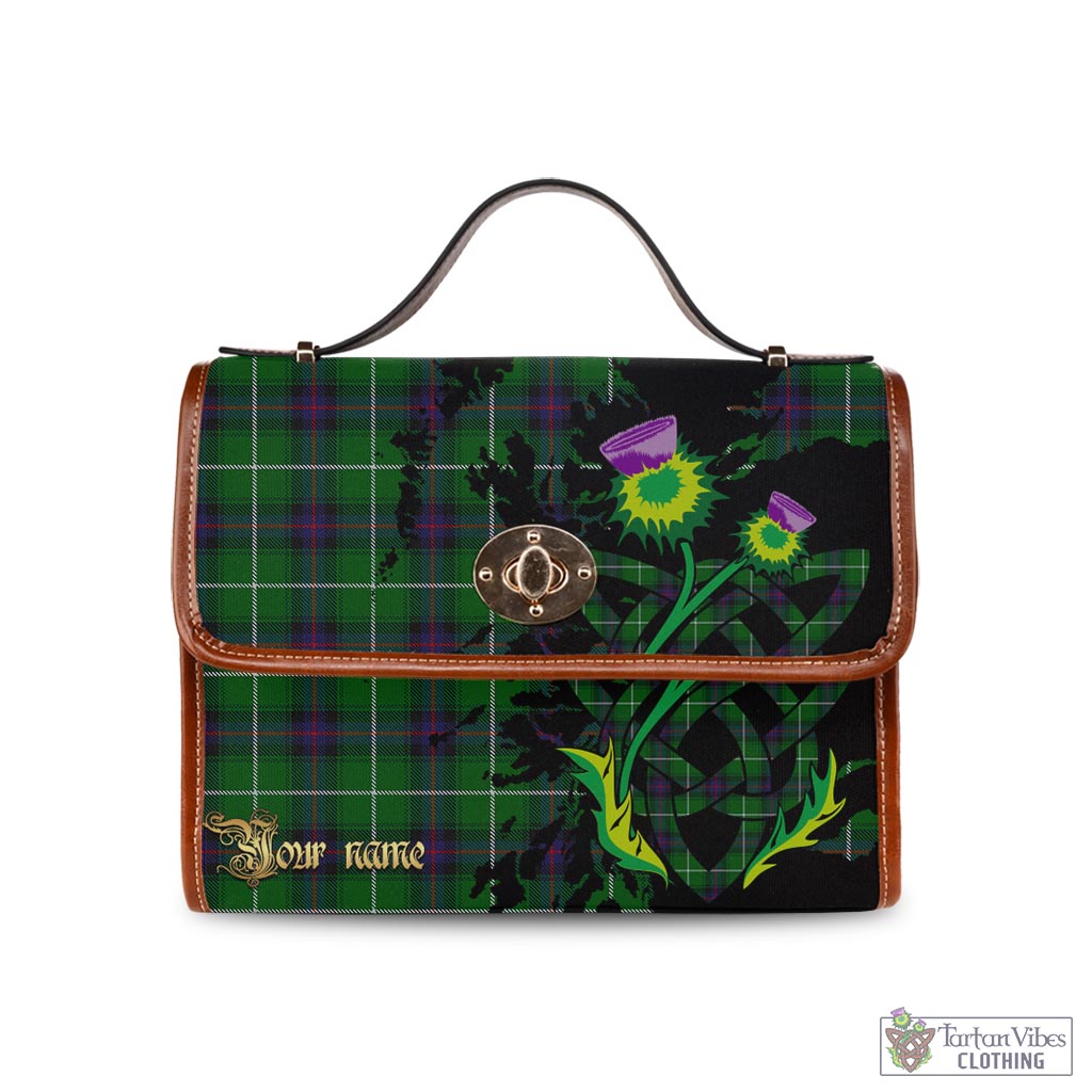 Tartan Vibes Clothing MacDonald of The Isles Tartan Waterproof Canvas Bag with Scotland Map and Thistle Celtic Accents