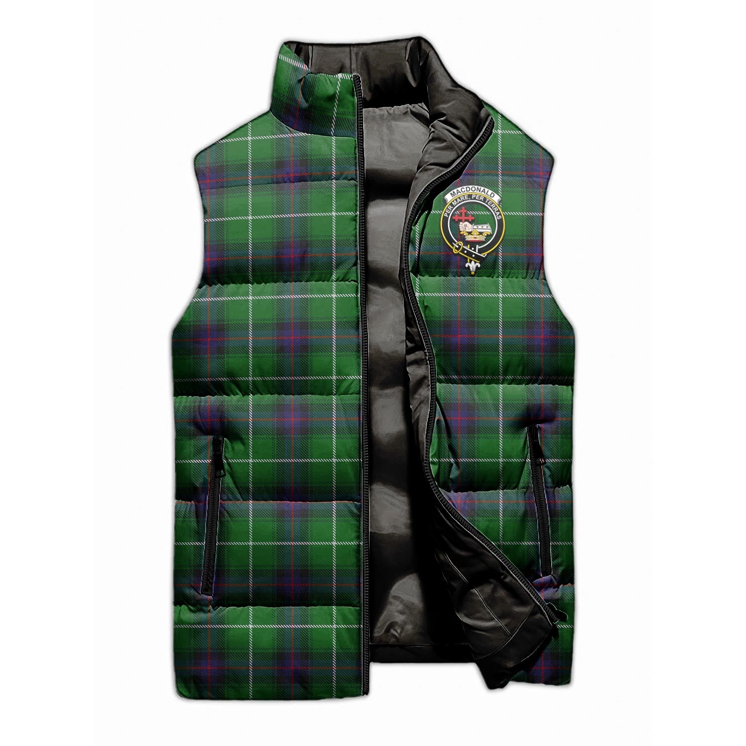 MacDonald of The Isles Tartan Sleeveless Puffer Jacket with Family Crest - Tartanvibesclothing