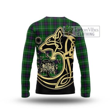 MacDonald of The Isles Tartan Long Sleeve T-Shirt with Family Crest Celtic Wolf Style