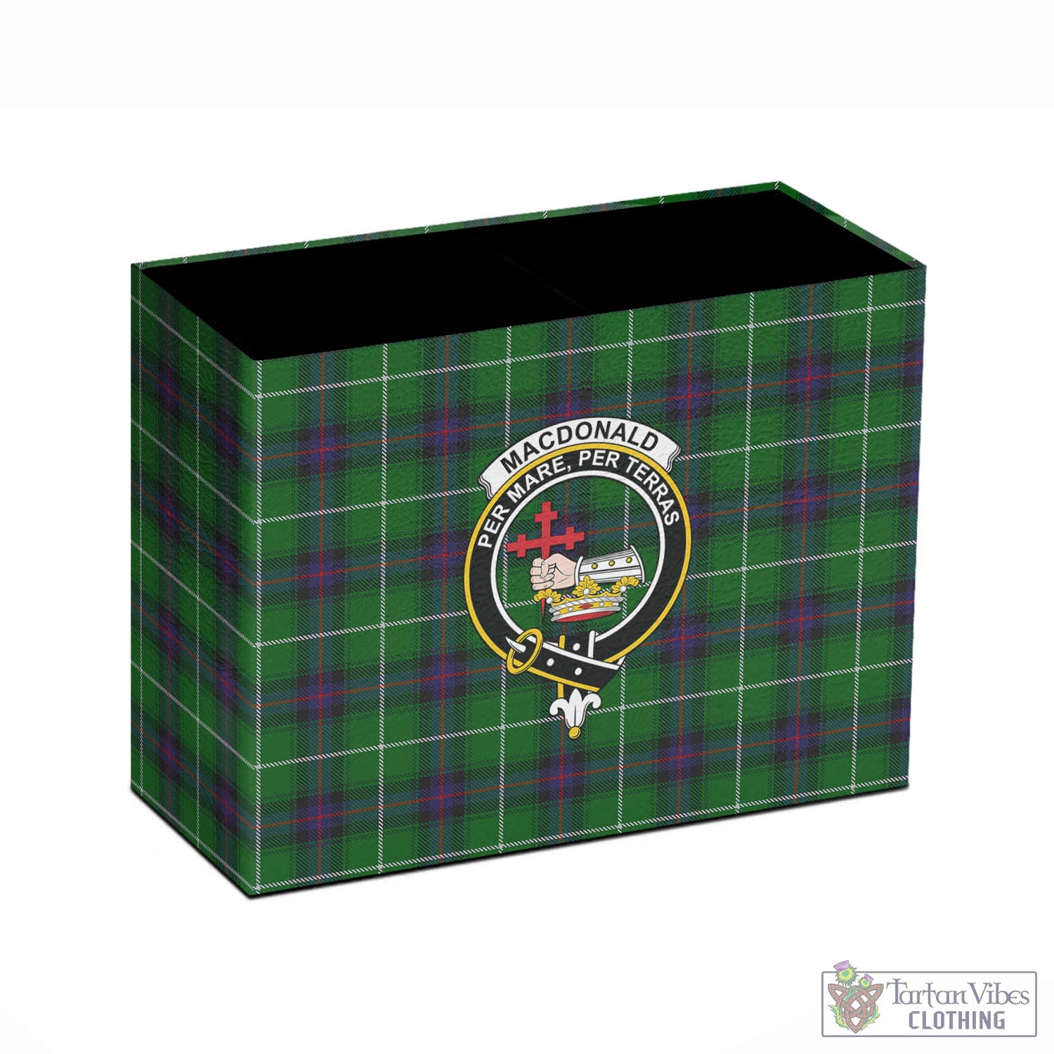 Tartan Vibes Clothing MacDonald of The Isles Tartan Pen Holder with Family Crest