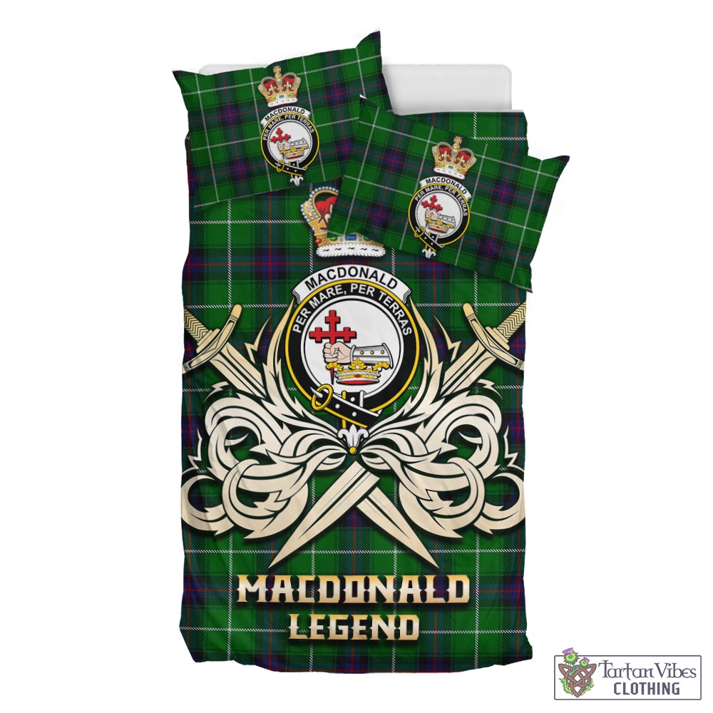 Tartan Vibes Clothing MacDonald of The Isles Tartan Bedding Set with Clan Crest and the Golden Sword of Courageous Legacy