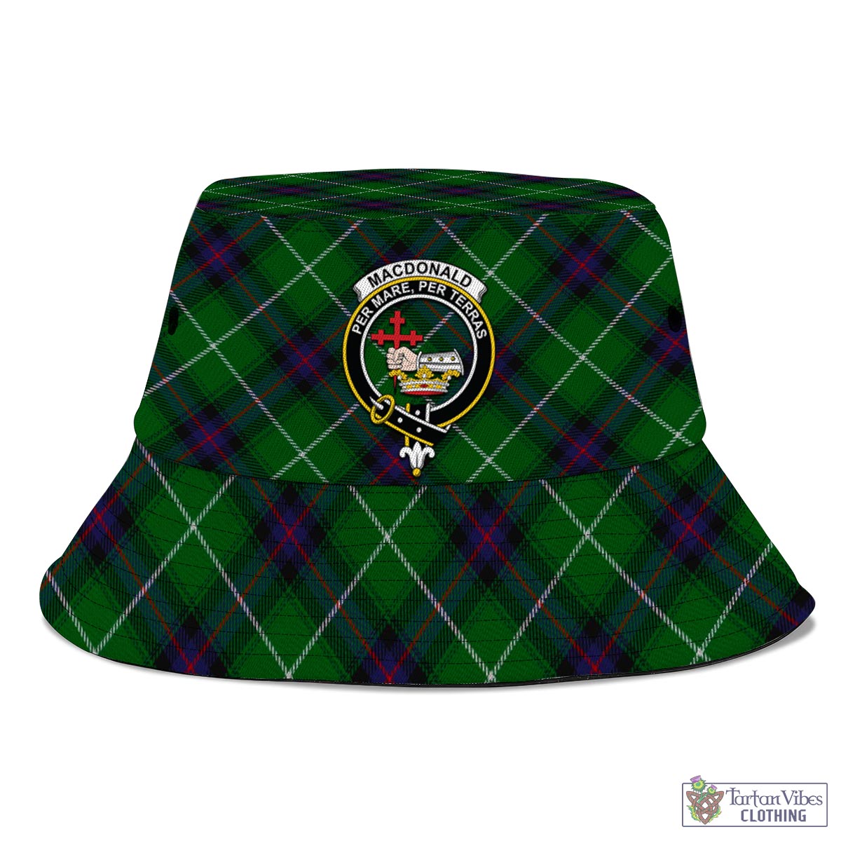 Tartan Vibes Clothing MacDonald of The Isles Tartan Bucket Hat with Family Crest