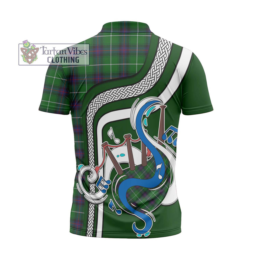 MacDonald of The Isles Tartan Zipper Polo Shirt with Epic Bagpipe Style - Tartanvibesclothing Shop