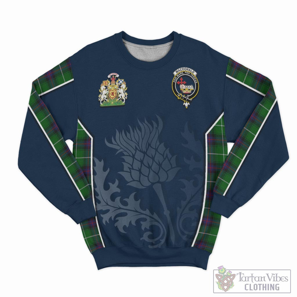 Tartan Vibes Clothing MacDonald of The Isles Tartan Sweatshirt with Family Crest and Scottish Thistle Vibes Sport Style