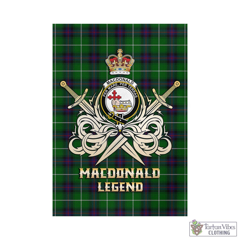 Tartan Vibes Clothing MacDonald of The Isles Tartan Flag with Clan Crest and the Golden Sword of Courageous Legacy