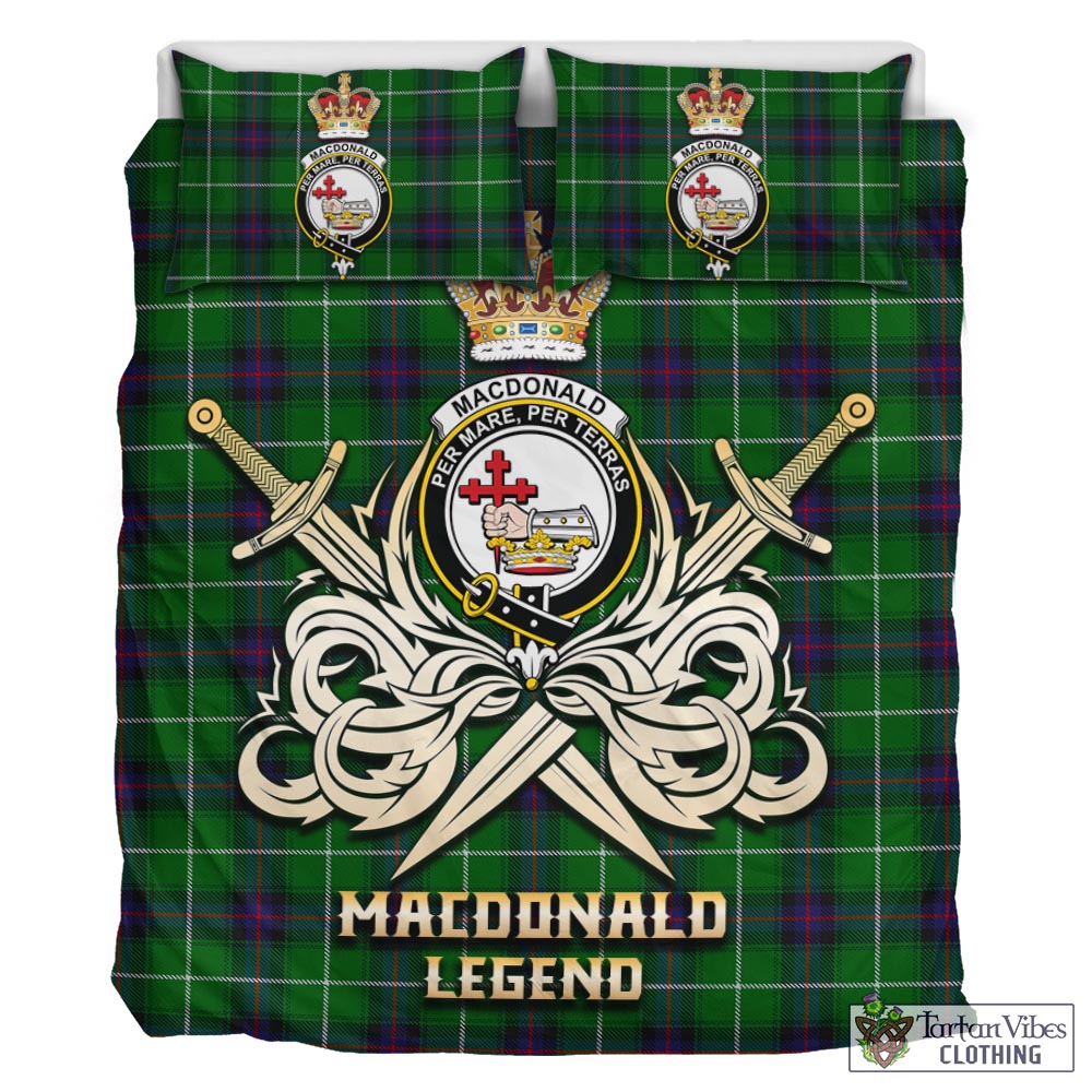 Tartan Vibes Clothing MacDonald of The Isles Tartan Bedding Set with Clan Crest and the Golden Sword of Courageous Legacy