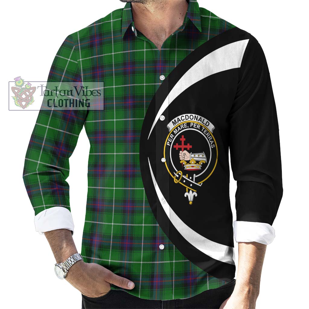 MacDonald of The Isles Tartan Long Sleeve Button Up with Family Crest Circle Style - Tartan Vibes Clothing