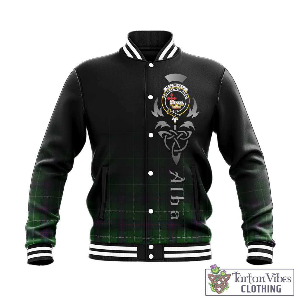 Tartan Vibes Clothing MacDonald of The Isles Tartan Baseball Jacket Featuring Alba Gu Brath Family Crest Celtic Inspired