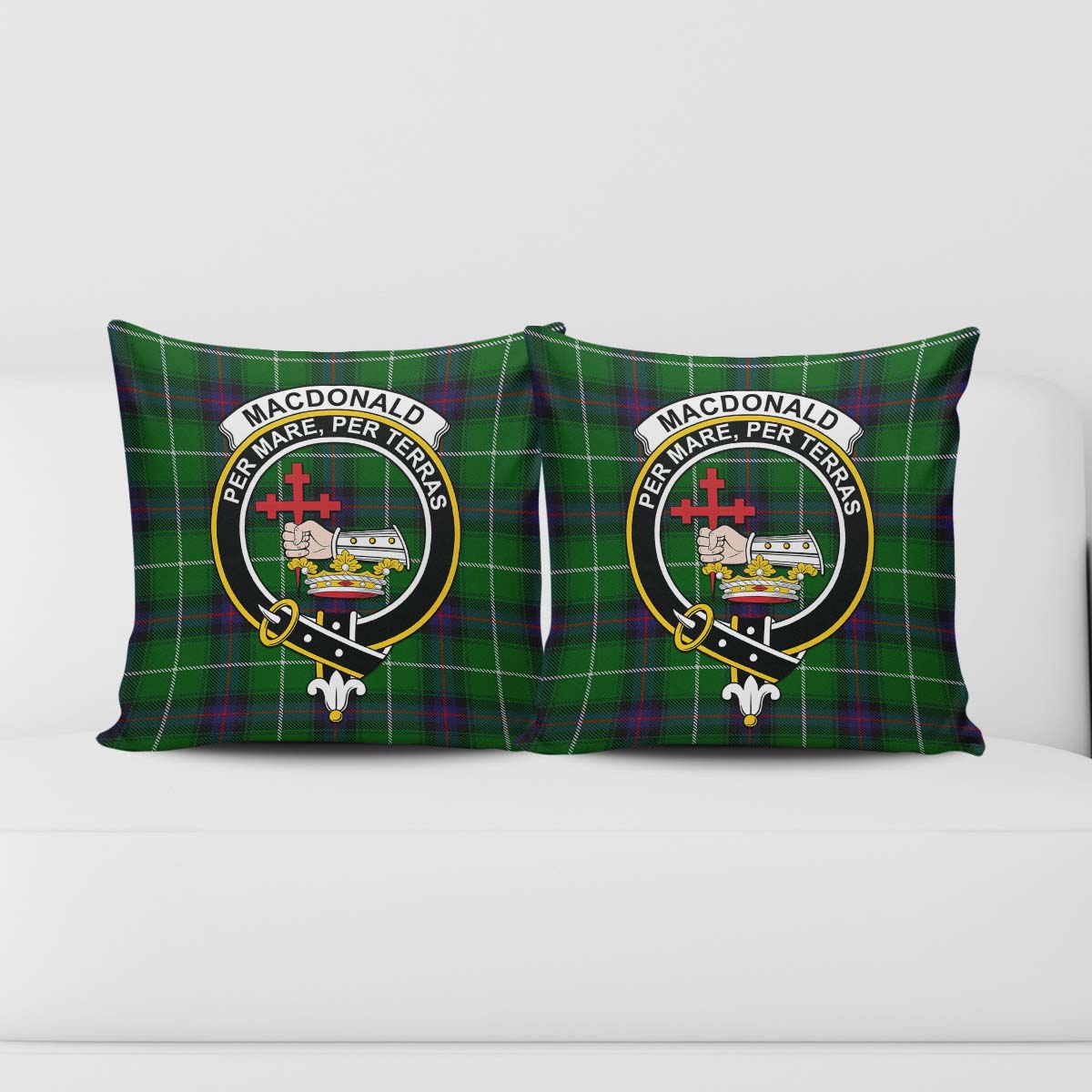 MacDonald of The Isles Tartan Pillow Cover with Family Crest - Tartanvibesclothing