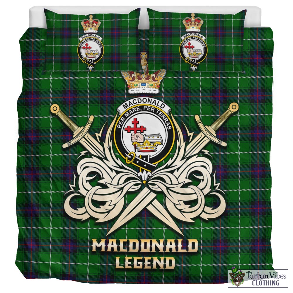 Tartan Vibes Clothing MacDonald of The Isles Tartan Bedding Set with Clan Crest and the Golden Sword of Courageous Legacy