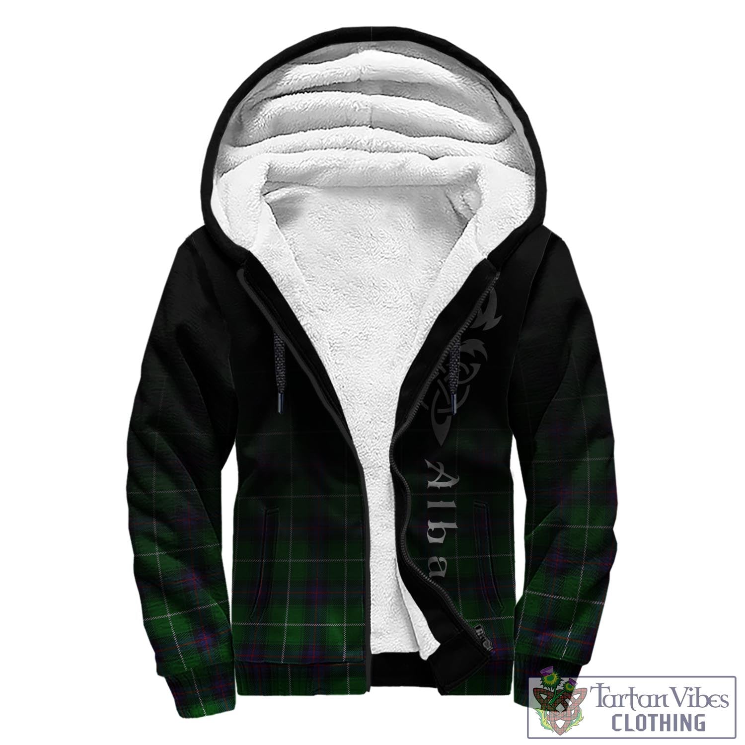 Tartan Vibes Clothing MacDonald of The Isles Tartan Sherpa Hoodie Featuring Alba Gu Brath Family Crest Celtic Inspired