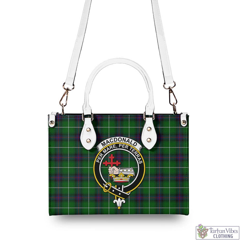 Tartan Vibes Clothing MacDonald of The Isles Tartan Luxury Leather Handbags with Family Crest