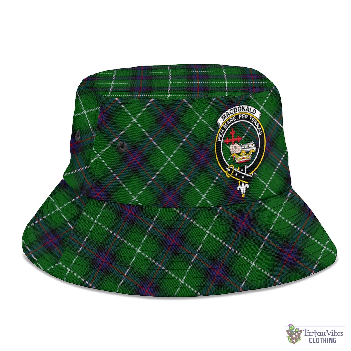 Tartan Vibes Clothing MacDonald of The Isles Tartan Bucket Hat with Family Crest