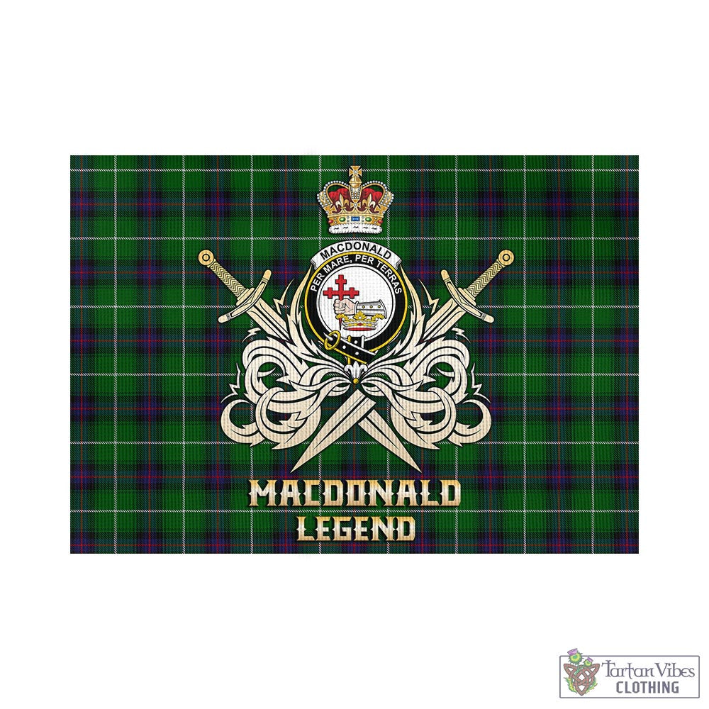 Tartan Vibes Clothing MacDonald of The Isles Tartan Flag with Clan Crest and the Golden Sword of Courageous Legacy