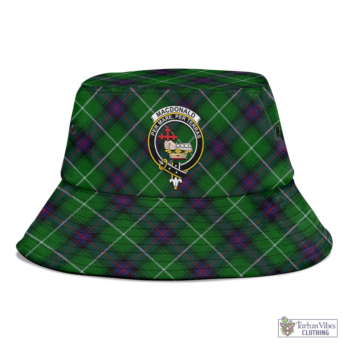 Tartan Vibes Clothing MacDonald of The Isles Tartan Bucket Hat with Family Crest