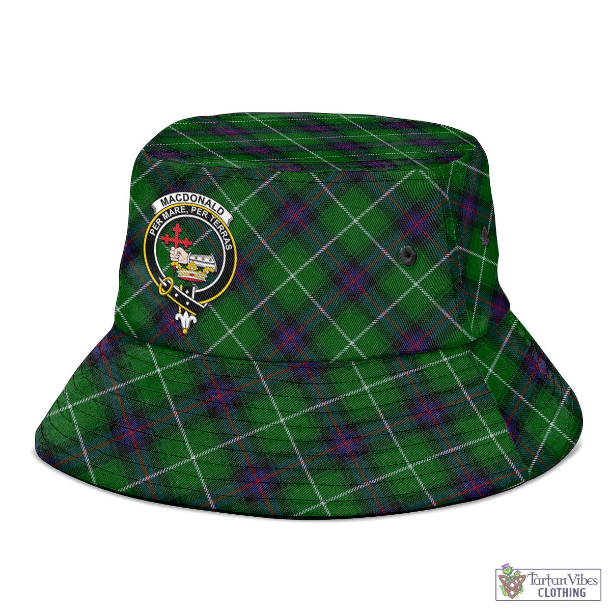 Tartan Vibes Clothing MacDonald of The Isles Tartan Bucket Hat with Family Crest