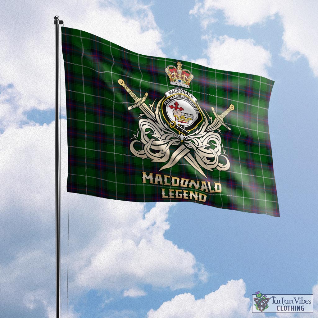 Tartan Vibes Clothing MacDonald of The Isles Tartan Flag with Clan Crest and the Golden Sword of Courageous Legacy