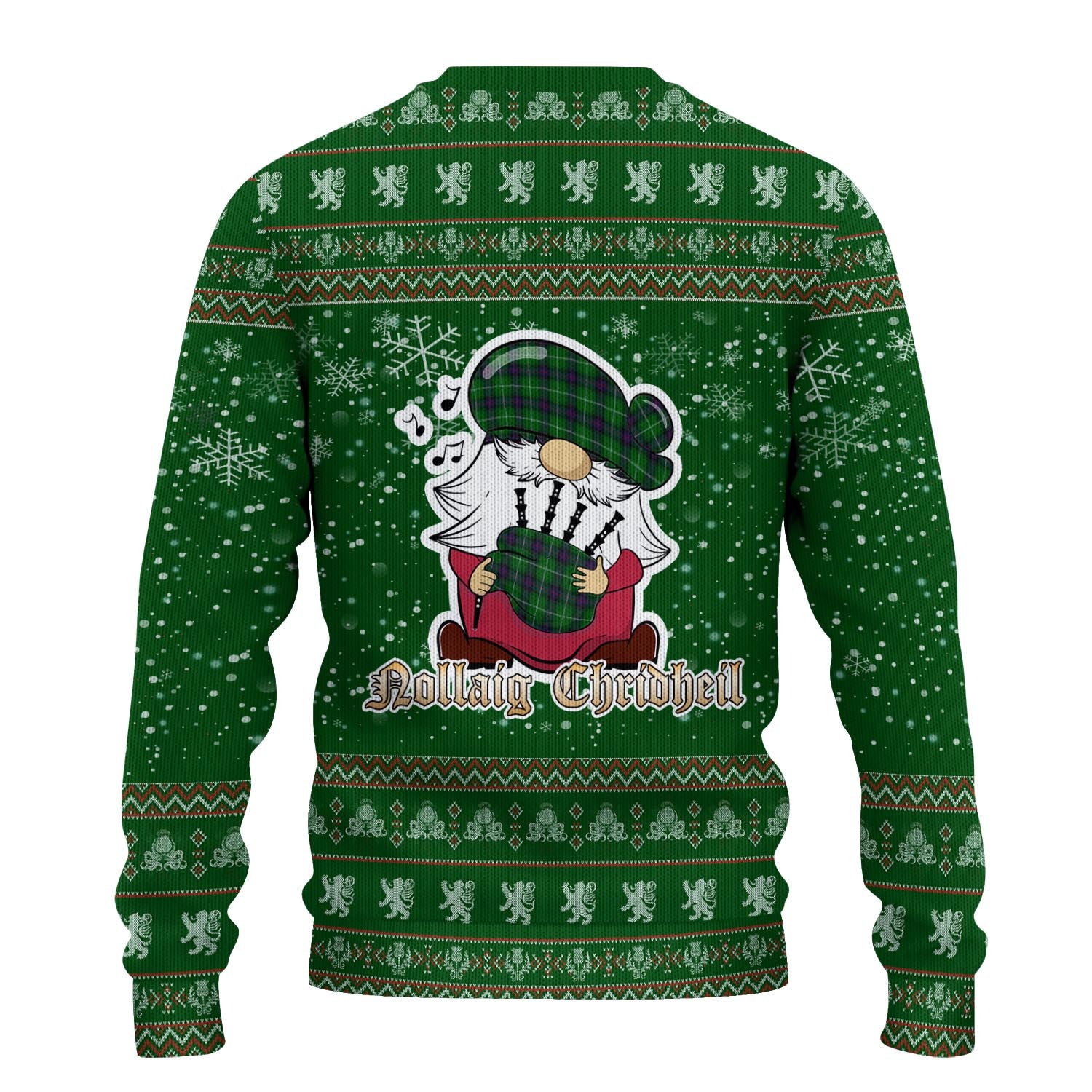 MacDonald of The Isles Clan Christmas Family Knitted Sweater with Funny Gnome Playing Bagpipes - Tartanvibesclothing