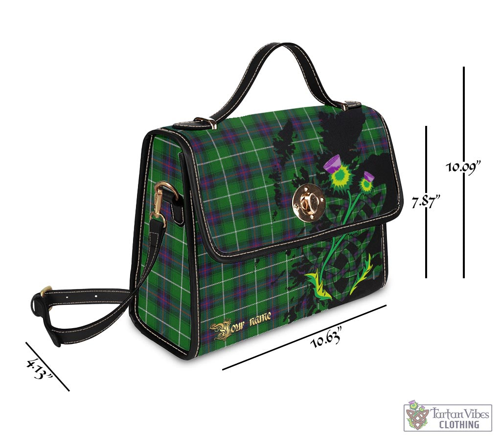 Tartan Vibes Clothing MacDonald of The Isles Tartan Waterproof Canvas Bag with Scotland Map and Thistle Celtic Accents