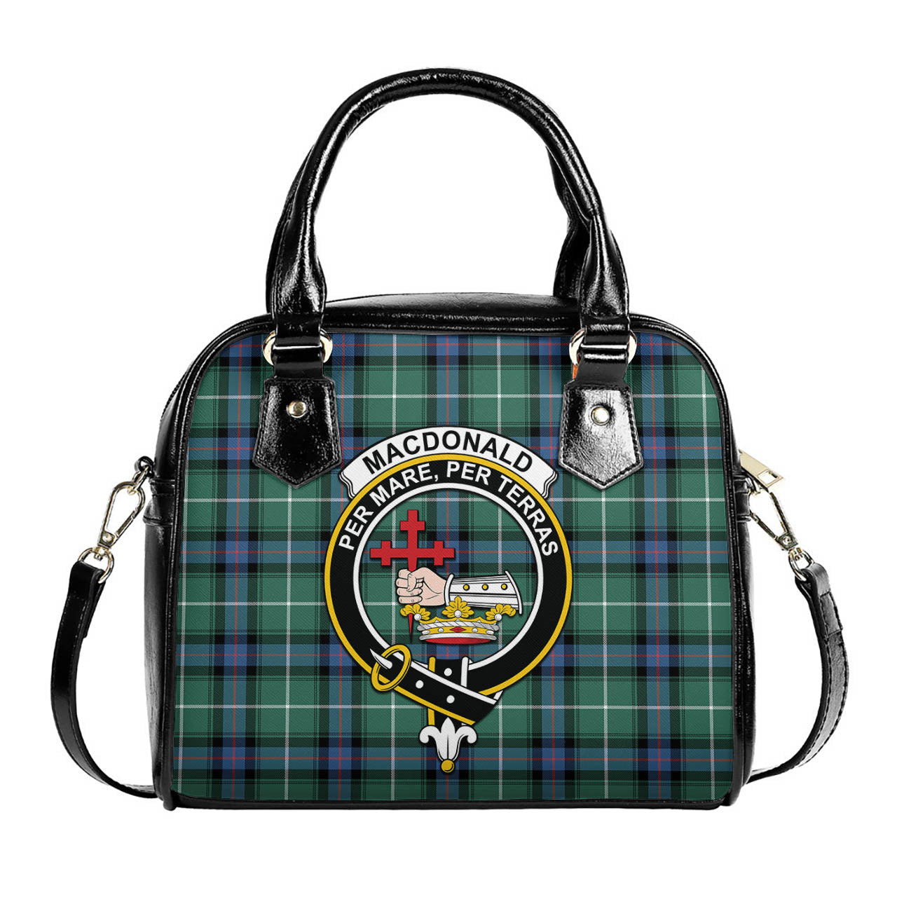 MacDonald of the Isles Hunting Ancient Tartan Shoulder Handbags with Family Crest One Size 6*25*22 cm - Tartanvibesclothing