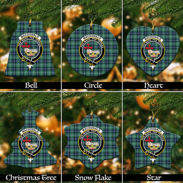 MacDonald of the Isles Hunting Ancient Tartan Christmas Ceramic Ornaments with Family Crest