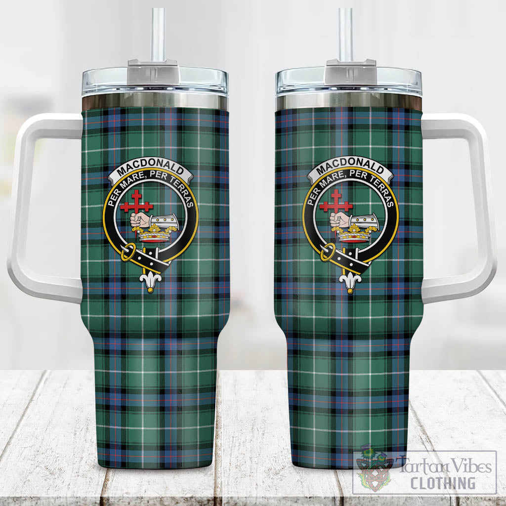 Tartan Vibes Clothing MacDonald of the Isles Hunting Ancient Tartan and Family Crest Tumbler with Handle