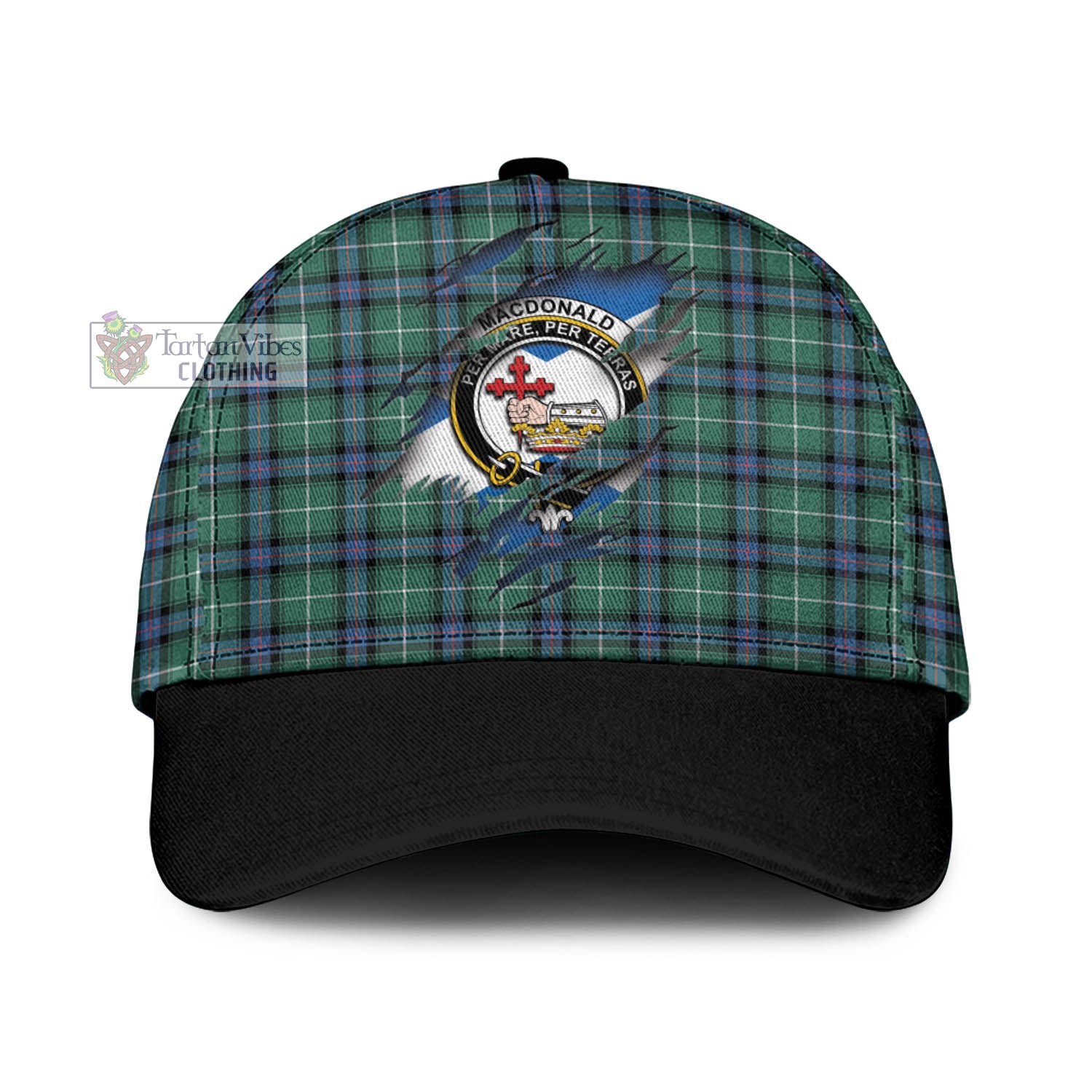 Tartan Vibes Clothing MacDonald of the Isles Hunting Ancient Tartan Classic Cap with Family Crest In Me Style